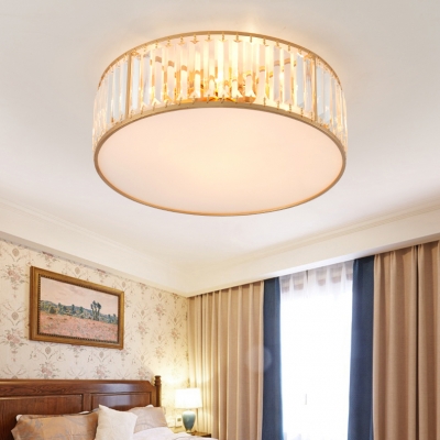 Contemporary Drum Ceiling Lighting Clear Crystal 3/4/5 Lights Flush Mount Light Fixture for Bedroom