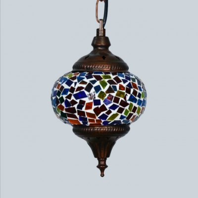Globe Dining Room Pendant Light Fixture Mosaic Single Light Moroccan Hanging Lamp