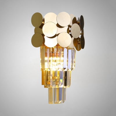 Gold Wall Light Fixture with Clear Crystal 1/3 Lights Contemporary Metal Sconce Light for Living Room