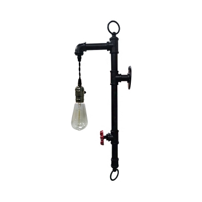Kitchen Open Bulb Sconce Light Single Light Metal Antique Hanging Wall Sconce in Black