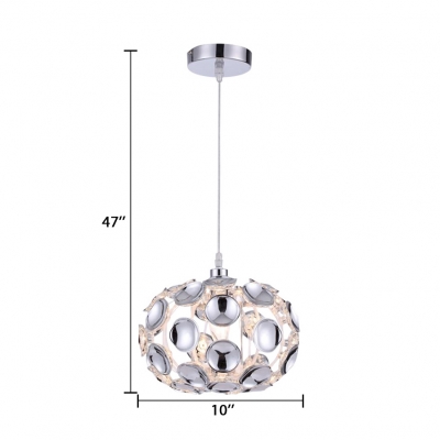 Metal Globe Chandelier with Clear Crystal Decoration and Adjustable Cord 1 Light Contemporary Pendant Lighting