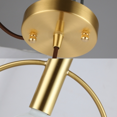 Open Bulb Hanging Light with Brass Ring Bedroom Single Modernism Metal Pendant Light