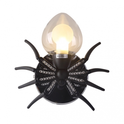 Spider Shape Led Sconce Light Kids Room Single Light Industrial Wall Lamp in Black