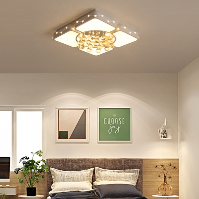 White Square Flush Light Contemporary Acrylic Ceiling Flush Mount Light for Living Room