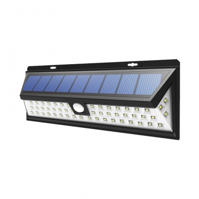 Black Solar Wall Light with Motion Sensor and Dusk to Dawn Sensor 54/80/90/118 LED Deck Light