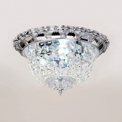 Clear Crystal Dome Ceiling Light Fixture Multi Lights Vintage Style Flush Mount Lighting for Living Room