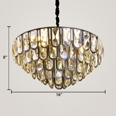Clear Crystal Multi Tiers Chandelier 4/12 Lights Contemporary Hanging Lamp in Black for Hall