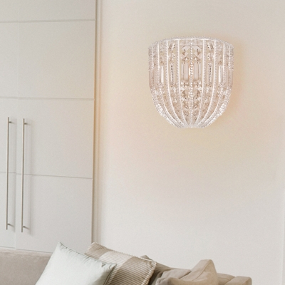 Clear Crystal Wall Lighting Fixture Single Light Vintage Style Sconce Light for Bedroom