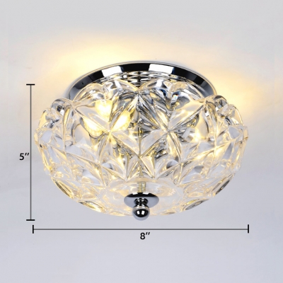 Flared Bedroom Ceiling Light Clear Crystal 2/3-Light Contemporary Flushmount Lighting