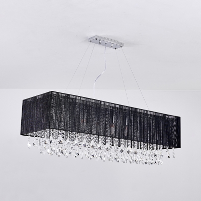 Linear Chandelier with Clear Crystal Decoration Luxury 5 Lights Pendant Light for Dining Table