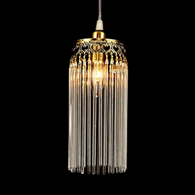 

Linear Single Pendant Light Clear Crystal Vintage Ceiling Light in Gold for Living Room, HL513019