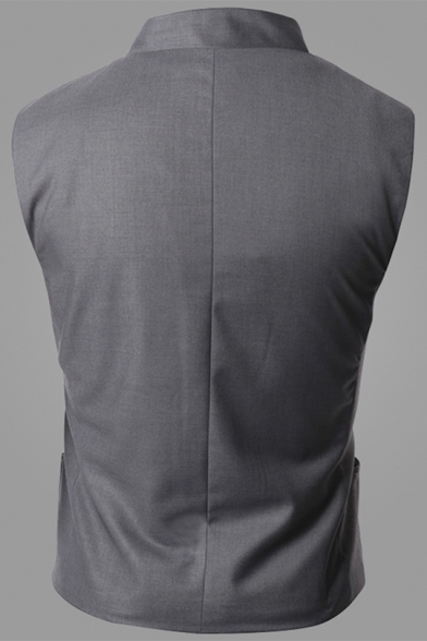 Men Vintage British Style Slant Button Down Waistcoat Slim Fit Business Suit Vest