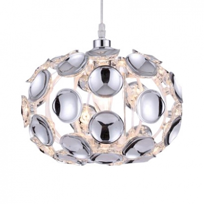Metal Globe Chandelier with Clear Crystal Decoration and Adjustable Cord 1 Light Contemporary Pendant Lighting