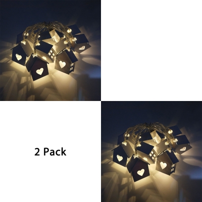 2 Pack 5ft Hanging Lights Decorative 10 LED String Lamp with House Shape for Backyard