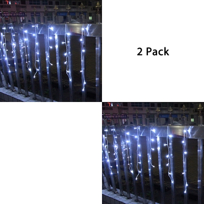 2-Pack Icicle LED String Lamp Decorative 11ft 96 Lights Water-Resistant Twinkle Lights for Garden