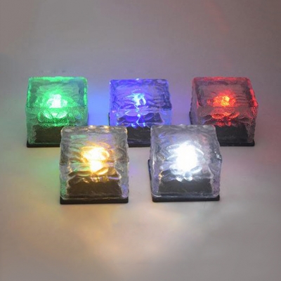 4 Pcs LED Outdoor Ground Light 1W Ice Cube Waterproof Landscape Light with Dusk to Dawn Sensor for Walkway