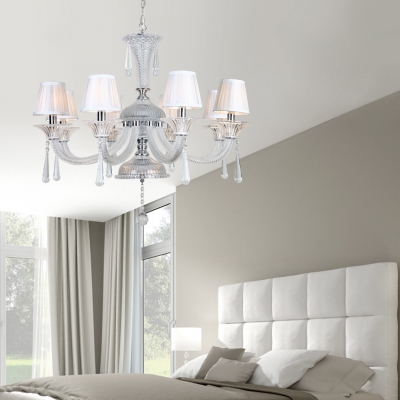Modern Chrome Chandelier with Candle 6/8 Lights Clear Crystal Hanging Chandelier