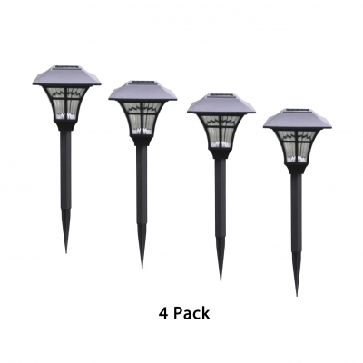 Solar LED Plastic Path Light Pack of 4 3W Regular/Upgraded Waterproof In-Ground Stake Light in Black for Lawn