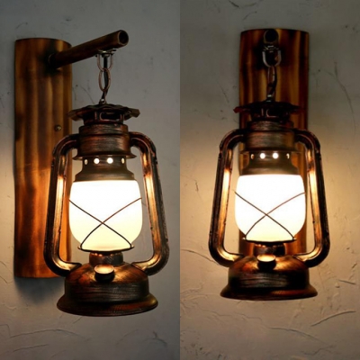 Industrial Kerosene Wall Lamp Metal Single Light Brown Wall Light for Kitchen