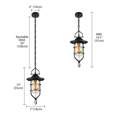 Black/Rust Finished LED Mini Lantern Pendant with Outer Cage