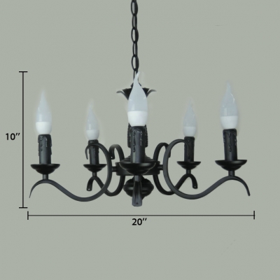 Candle Dining Room Chandelier Light Metal 3/5/6/8/12 Lights Vintage Pendant Lamp in Black