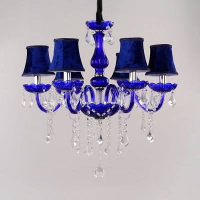 Candle Foyer Hanging Chandelier Clear Crystal 6 Lights Kids Chandelier with 12