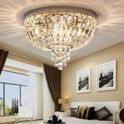 Clear Crystal Ceiling Light Fixture for Living Room 3/4/5-Light Antique Style Flushmount Lighting