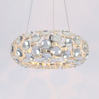 Modern Oval Pendant Lights with Adjustable Cord 3 Lights Clear Crystal Chandelier in Silver/Gold