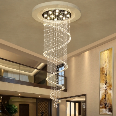 Spiral Flush Ceiling Living Room 7/9/13 Lights Modern Chandelier in Polished Chrome