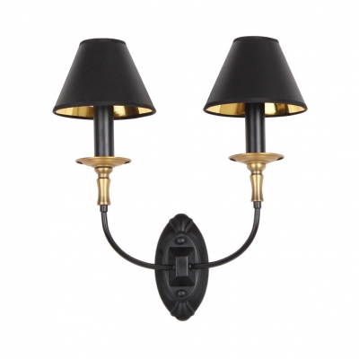 Traditional Flared Sconce Wall Light 1/2 Lights Metal Wall Lamp in Black for Living Room