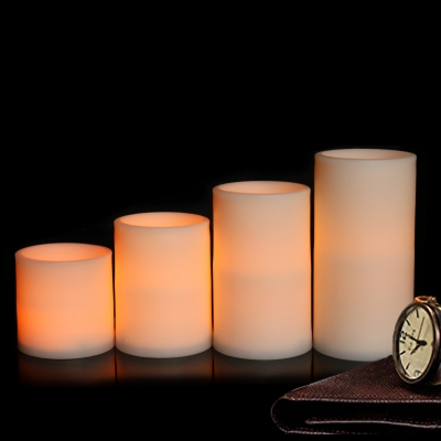 Waterproof Pillar LED Candle Light Pack of 4 Electric Fake Candle for Home Decoration