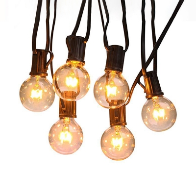 1ft 25 Lights LED String Lights Pack of 2 Water-Resistant Round Bulb Hanging Lights for Outdoor