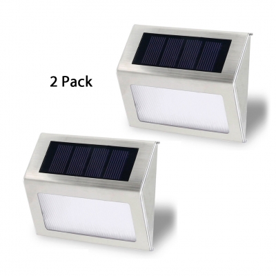 Solar Powered Wall Lights Outdoor 3 LED Stainless Steel  Step Lights in White/Warm