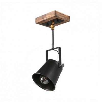 Black Cone Semi Flush Light Metal Shade Rotatable 1/2/3 Light Industrial Ceiling Light in Black