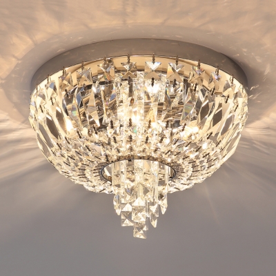 Clear Crystal Ceiling Light Fixture for Living Room 3/4/5-Light Antique Style Flushmount Lighting