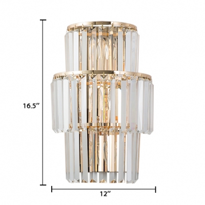 Clear Crystal Sconce Lighting 3 Lights Vintage Style Wall Mounted Light in Gold/Chrome
