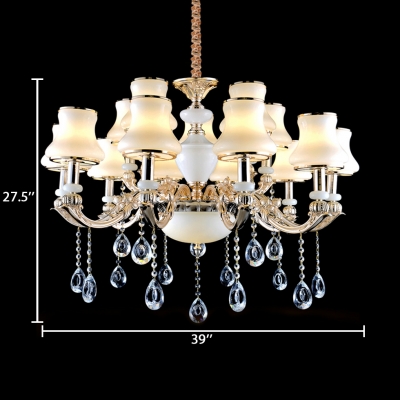 Contemporary Curved Chandelier 6/8/15 Lights Height Adjustable Clear Crystal Pendant Light with 16