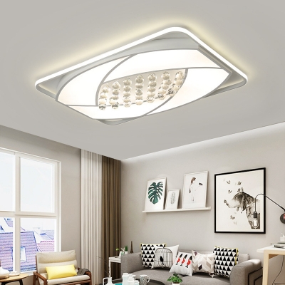 Contemporary White Ceiling Flush Mount Light with Rectangle Acrylic Ceiling Fixture