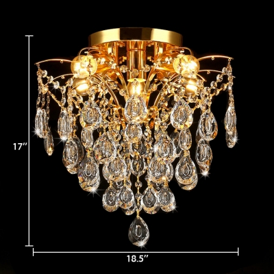 Crystal Chandelier Lighting Living Room 5/6/8 Lights Modern Style Pendant Light in Gold