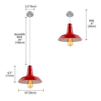 Cute Red Barn Style 1 Light Industrial LED Pendant Lighting