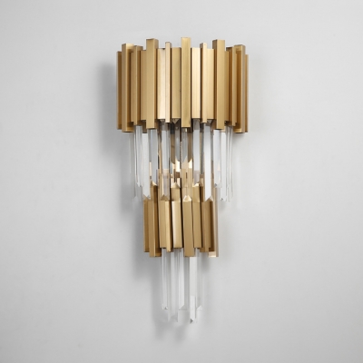 Modern Sconce Light 1 Light Metal Sconce Light with Clear Crystal in Gold for Bedroom