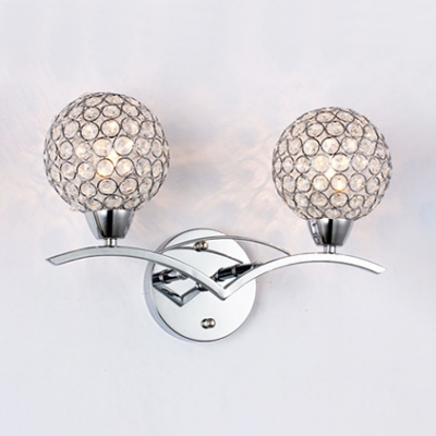 Modern Style Globe Sconce Lighting Clear Crystal Wall Mounted Light Fixture for Bedroom