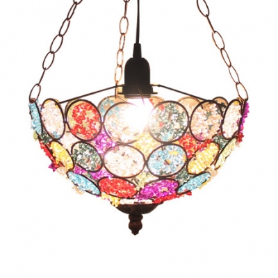 Single Light Domed Shape Pendant Lamp Antique Multi Color Crystal Pendant Lighting for Dinging Room