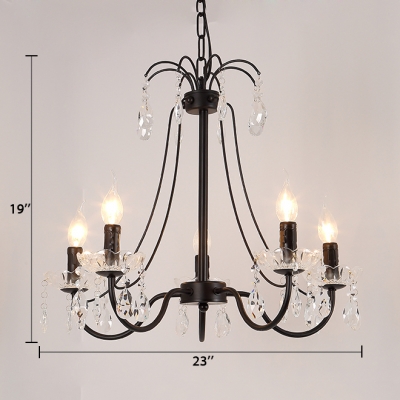 Candle Living Room Chandelier Metal 5/6/8 Lights Rustic Light Fixture with 19.5