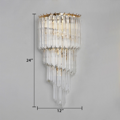 Clear Crystal Sconce 5 Lights Contemporary Wall Light Fixture in Gold for Living Room