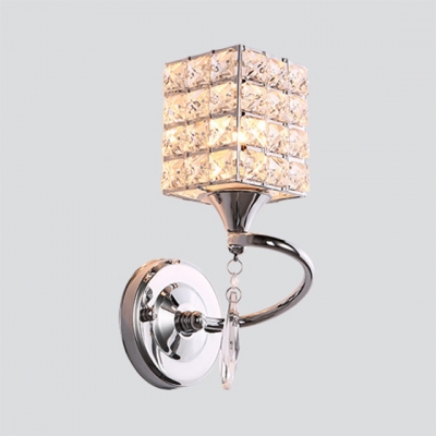 Contemporary Style Rectangle Sconce Light Clear Crystal Single Light Wall Light Fixture for Hallway