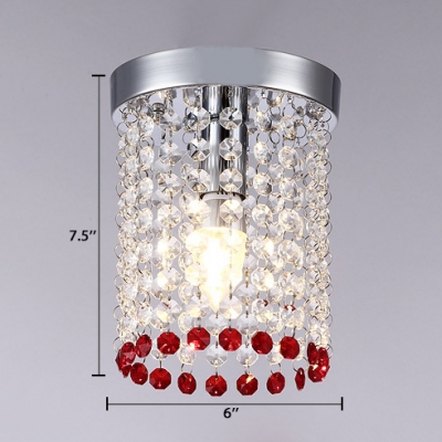 Cylinder Light Flush Mount Bedroom 1 Light Contemporary Chandelier in Red/Yellow/Blue