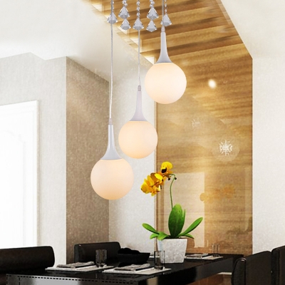 Modern Pendant Lighting Kitchen, Adjustable Ball Pendant Light Fixtures with Hanging Cord and Clear Crystal in Chrome