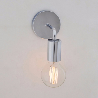Single Light Globe Sconce Wall Light Industrial Metal Wall Sconce in Chrome/White