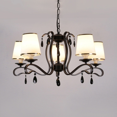 Tapered Chandelier with White Fabric Shade and 12